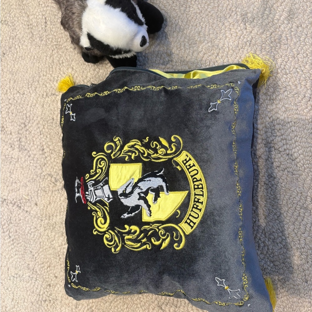 Hufflepuff Crest Decorative Pillow and stuffy from Harry Potter